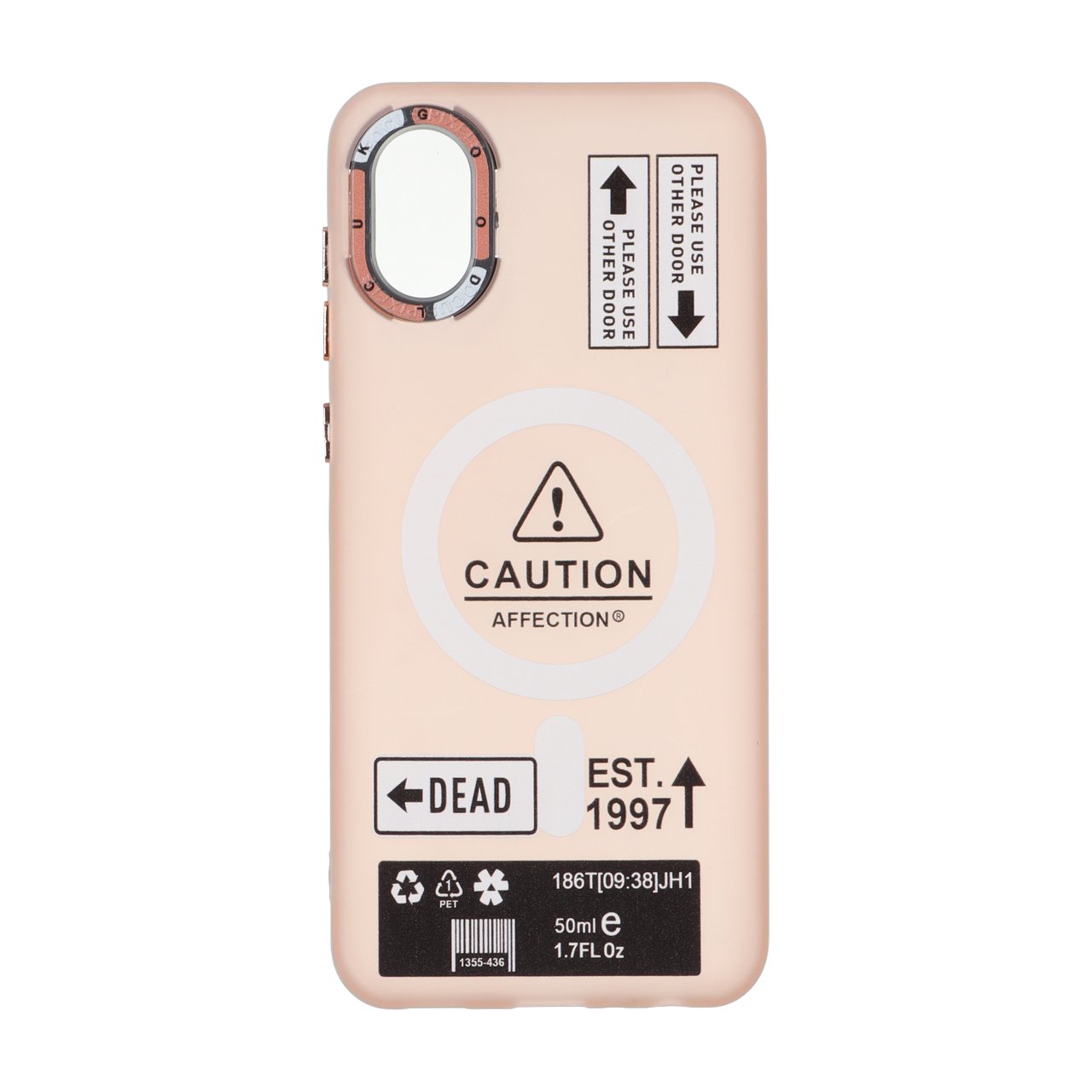 قاب Caution مات طرح مگ سیف دکمه متال Samsung Galaxy A03 Core - صورتی